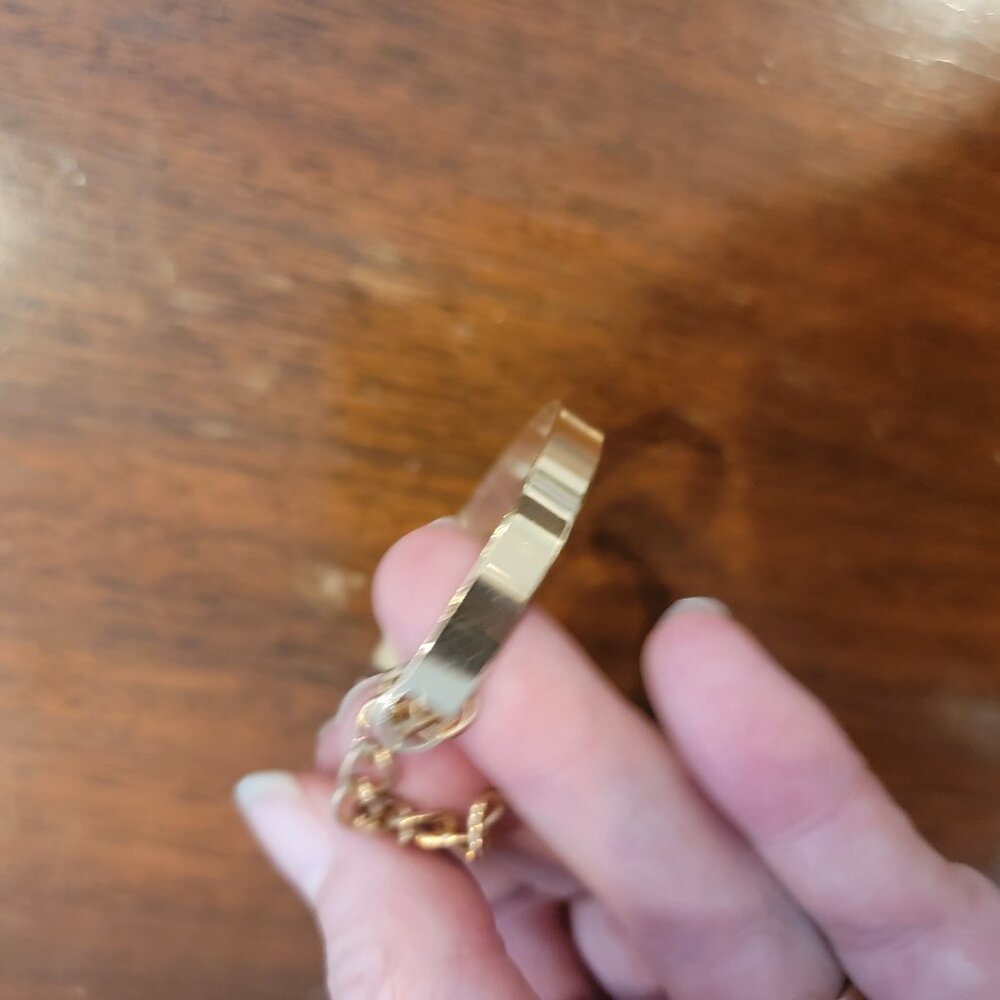 Gold .25" Width Open Cuff Bangle Bracelet with Lobster Claw Clasp - Picture 9 of 10